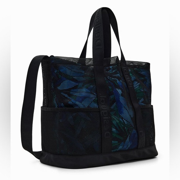 BNWOT Desigual Multicolour Swirl Mesh Tote Beach Travel Bag - Picture 2 of 14